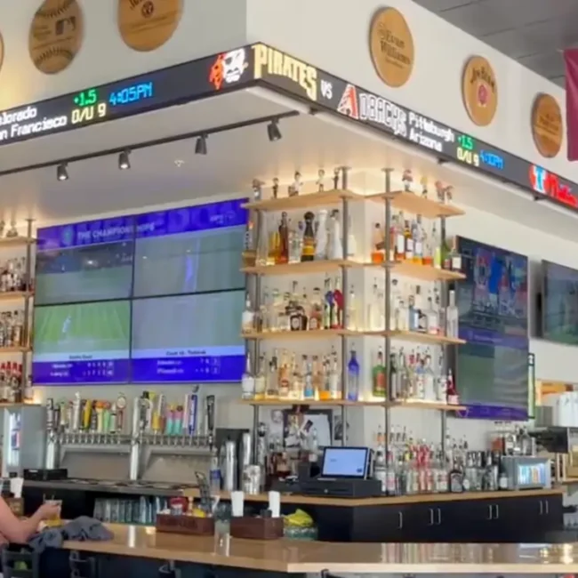 Park-Place-Sports-Bar-Digital-Sports-Ticker-2024-Rise-Display Park Place Sports Bar with Rise Display's LED ticker hardware.